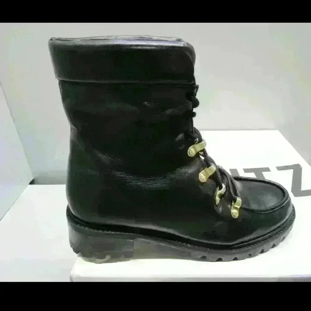 Schutz Women's US 6.5 B Jayne Soft Lightweight Leather Combat Boots Black - Picture 3 of 10